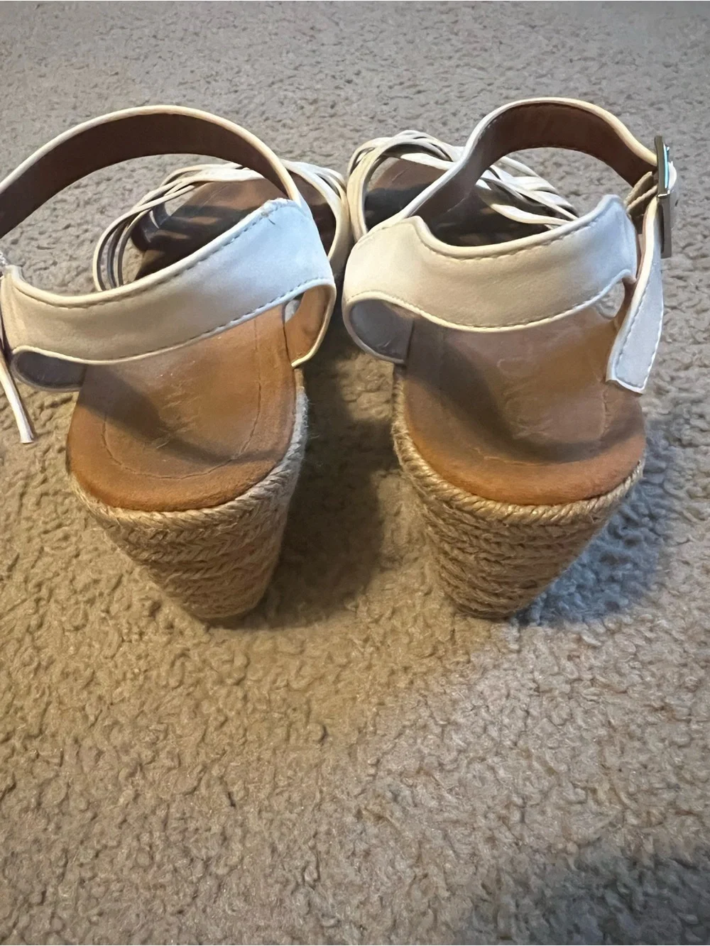 XOXO White Braided Espadrille Ankle Strap Sandals